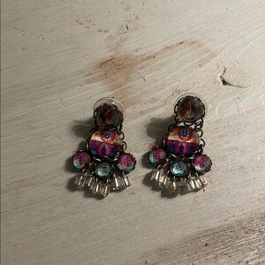 Ayala Bar Pink and Blue Dangle Earrings with Gemstone Accents